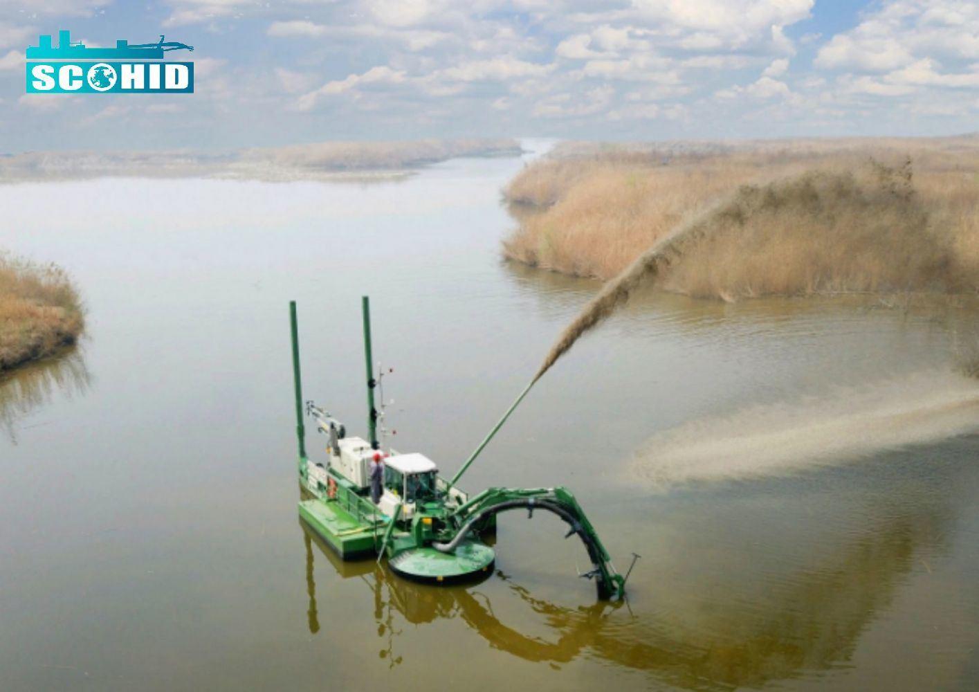 Draga anfibia con 6,5 profundidad de dragado, distancia de bombeo de 1500 m