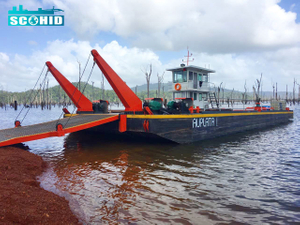 Barcaza de tamaño medio de 30m con capacidad de carga de 250t, barcaza de transporte de equipos para transporte de cargas por lago/río/mar