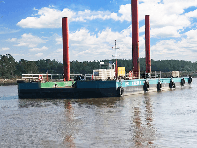 Barcaza pontón de trabajo flotante de pontones de trabajo de 300t de alto rendimiento en modular con 4 puntas